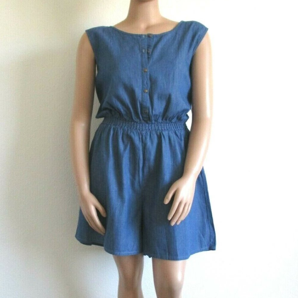 NWT Stoosh Trendy Plus Size 3X Chambray Romper - Picture 2 of 4